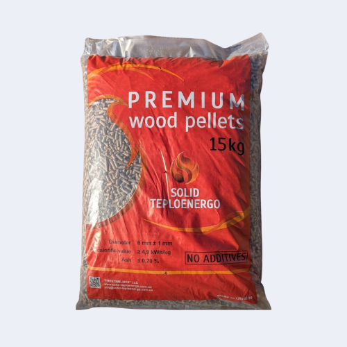 Premium Holzpellets 6 mm – 15 kg | Solid Teploenergo